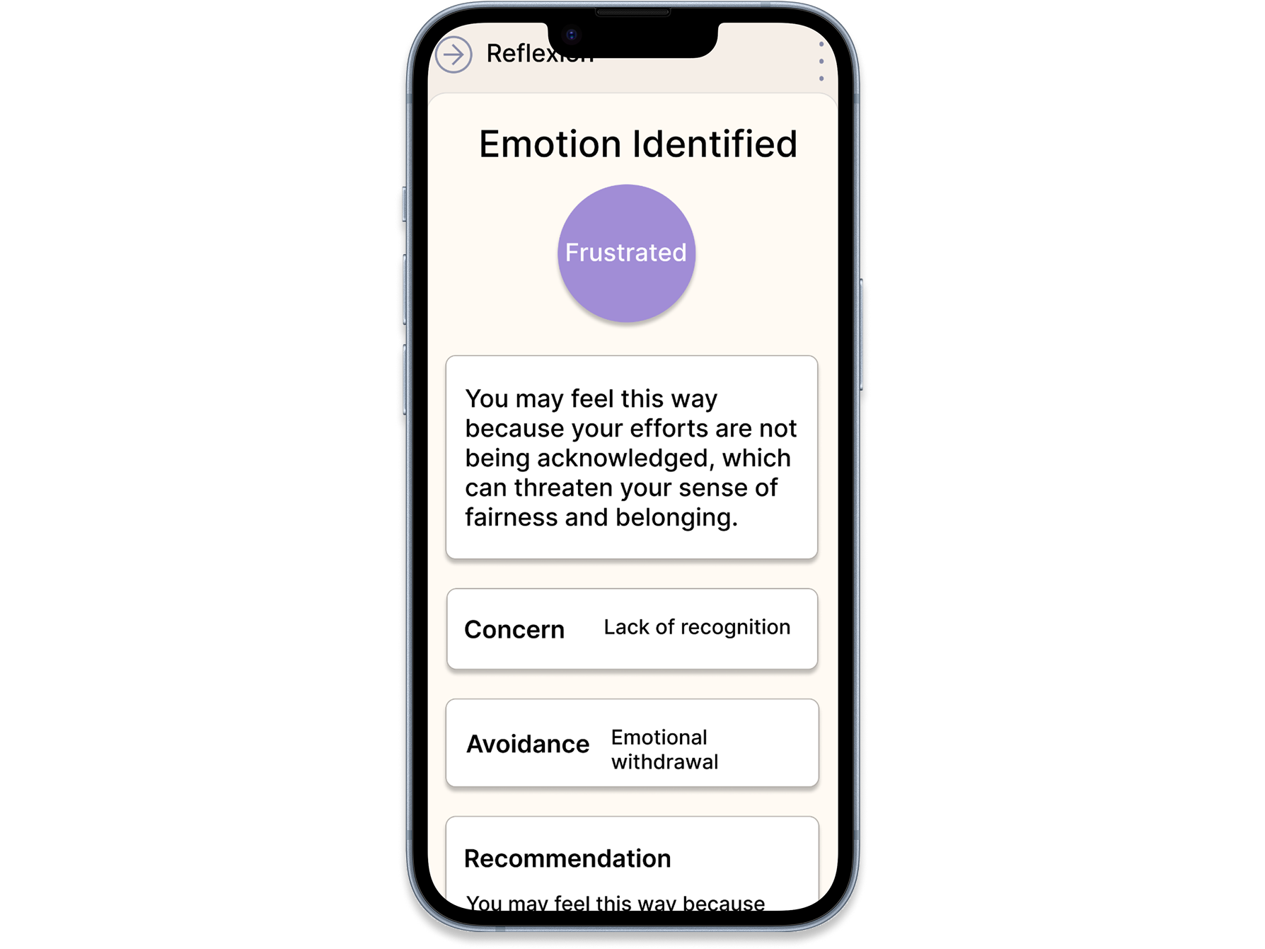 Reflexion app interface